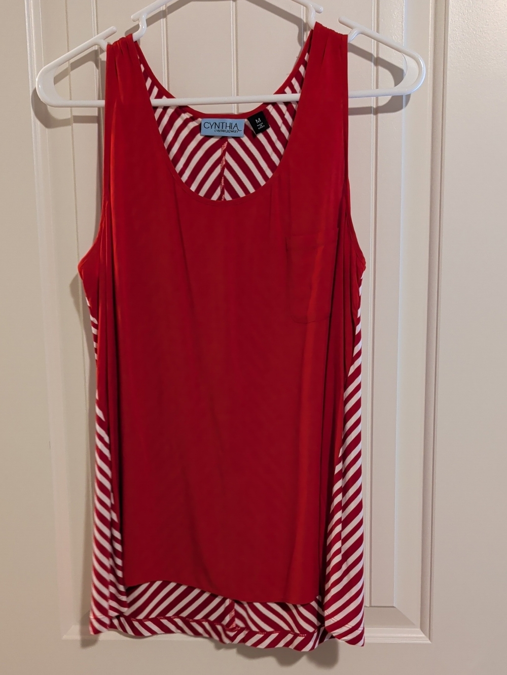 Red Sleeveless Tank Top with Striped Back